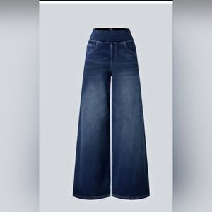 Wide-Leg Blue Jeans